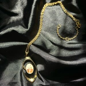 Cute Vintage Hand Painted Plant Pendant Necklace